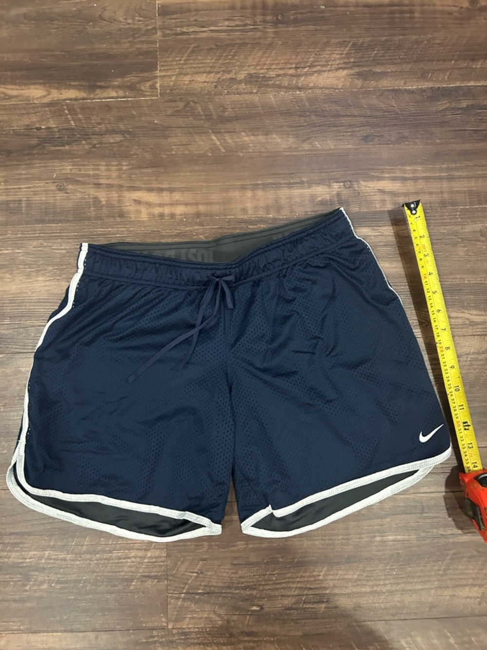 Nike Dark Blue Mesh Athletic Shorts with White Trim